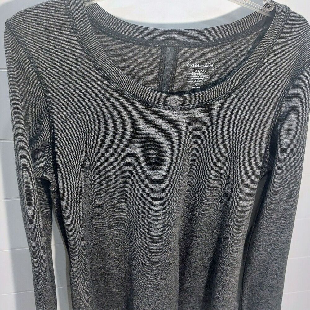 Splendid Women's Large Studio Asymmetrical Hem Tunic Top Black Athletic Yoga - Picture 3 of 9
